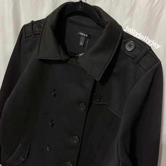 Torrid Fleece Peacoat Jacket Black 2X - Picture 5 of 12